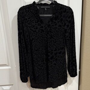White House Black Market Burnout Velvet Leopard Tunic - size XS